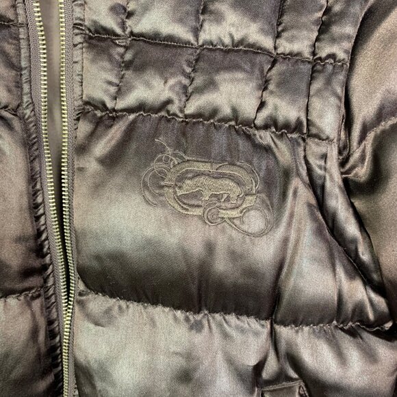 Ecko Red Womens Y2k Real Racoon Fur Hood Zip Puffer‎ Jacket Streetwear Size M - Picture 10 of 13